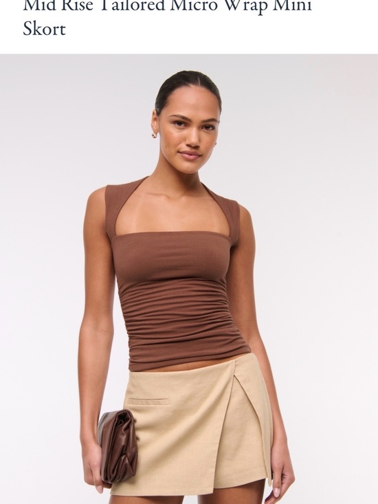 Abercrombie & Fitch Pants - Abercrombie & Fitch Brown Square-Neck Tank and Tan Wrap Mini Skort Set
